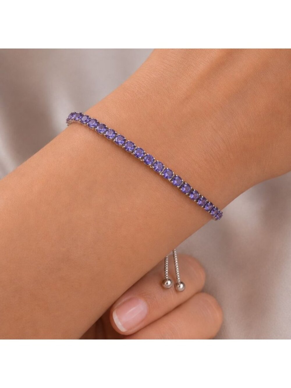 Vintage Purple‎ Slider Bracelet Sterling Overlay Made with Swarovski Crystal